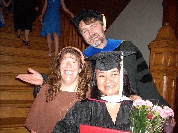 With my two mentors (Anne Harris and Mike Arnzen) at my SHU graduation ceremony. 