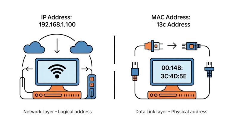 different between ip address and mac address