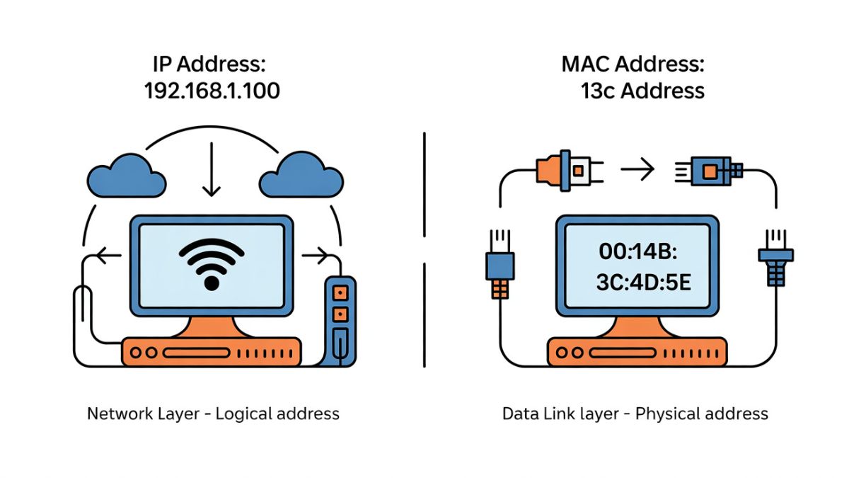 different between ip address and mac address